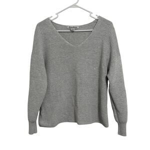 Tommy Bahama Women’s Size L Pearl Grey Bonita Sequin Ottoman V-Neck Sweater
